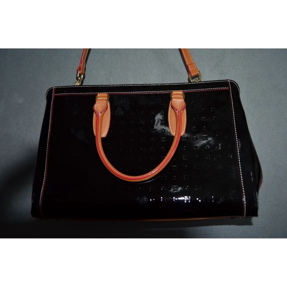 Arcadia Made In Italy Creative Designer Black Leather Laptop Satchel Handbag Bag